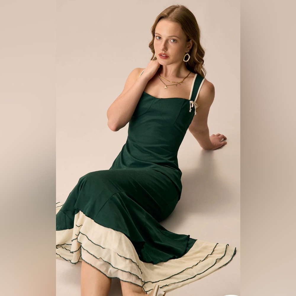 RIHOAS Green and Cream Maxi Dress - Picture 3 of 6